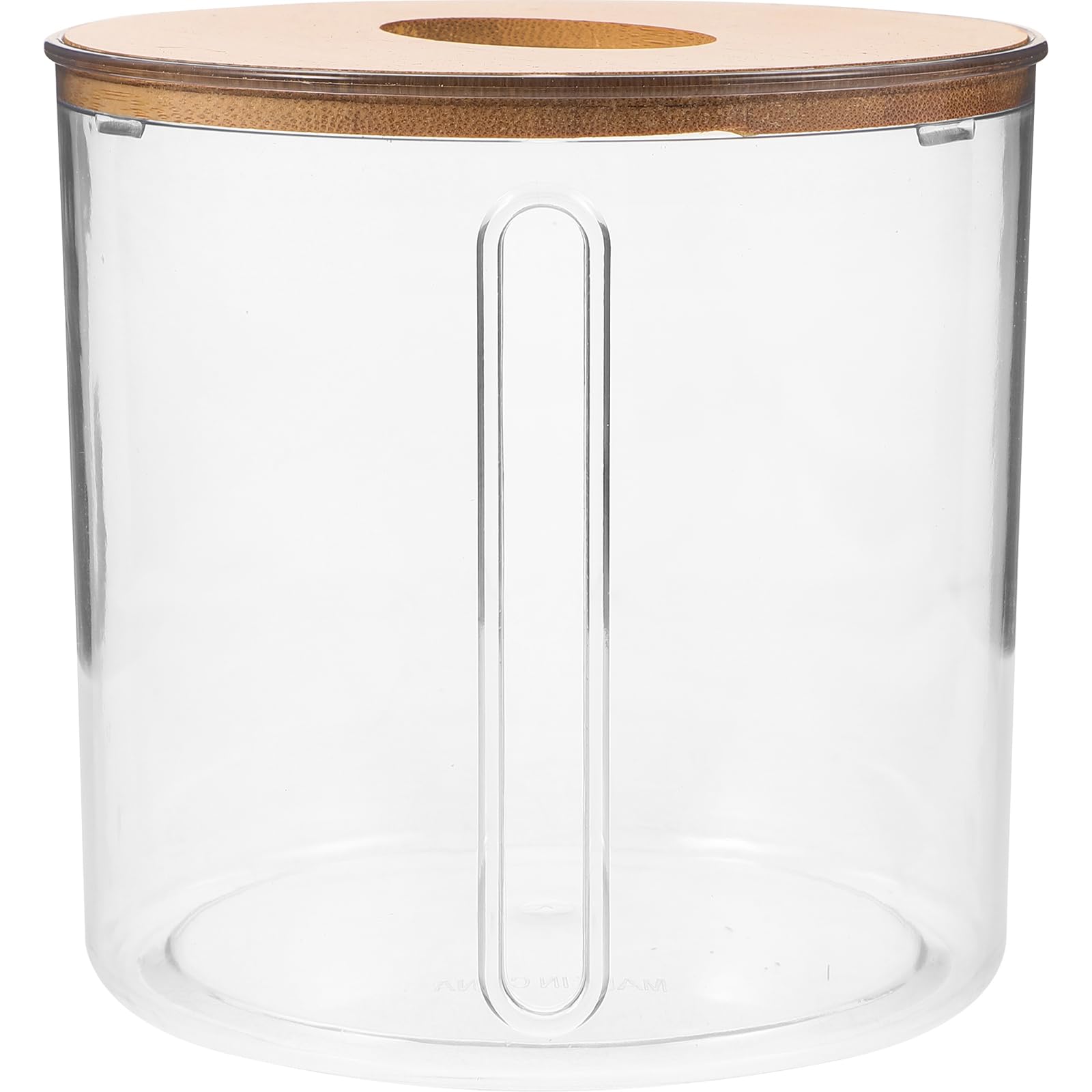 Photo 1 of Amosfun Clear Tissue Box Cover Round Tissue Box Holder with Bamboo Covers for Bathroom Bedroom Dinner Table Office Kitchen 4.5 x 4.5 x 4.5 Inch