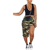 LAJIOJIO Women Cargo Skirt High Waist Sexy Casual Camouflage Print Skirts with Pockets Summer Mini Streetwear Y2k Skirt