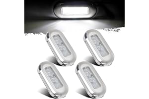 Partsam 4pcs 3" LED Oblong Stainless Courtesy Light Accent Yacht Marine Boat Clear/White, Submersible LED Boat/Caravan Light,