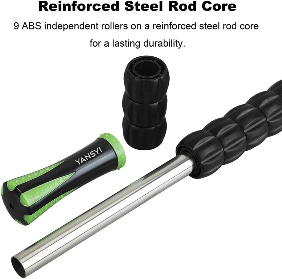 Yansyi Muscle Roller Stick for Athletes - Body Massage Roller Stick - Release Myofascial Trigger Points Reduce Muscle Soreness Tightness Leg Cramps & Back Pain for Physical Therapy & Recovery (Black): Health & Personal Care