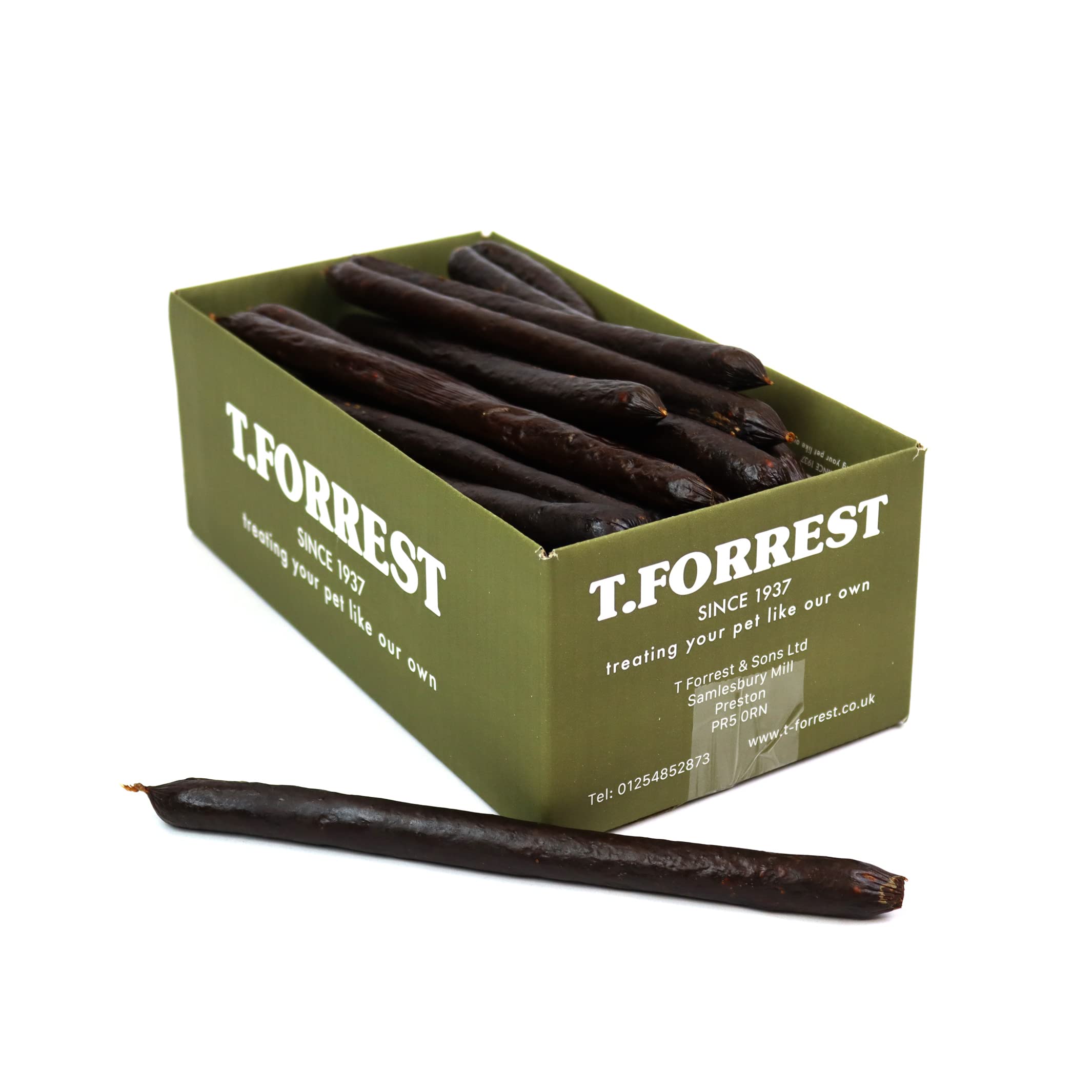 T.Forrest British Air-Dried Black Pudding Jumbo Sausages for Dogs 10" (10 Pack) - 95% Meat, 100% Natural, Grain & Gluten Free, Healthy Dog Chews - 280g
