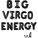 Big Virgo Energy Banner, August September Birthday Balloon Banner,12 Zodiac Constellation Theme Birthday Party Decoration Supplies,Black