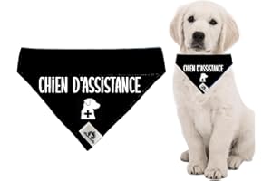 Foulard Bandana pour CHIEN D'ASSISTANCE se glisse sur le collier 3 grandeurs disponibles (Large)