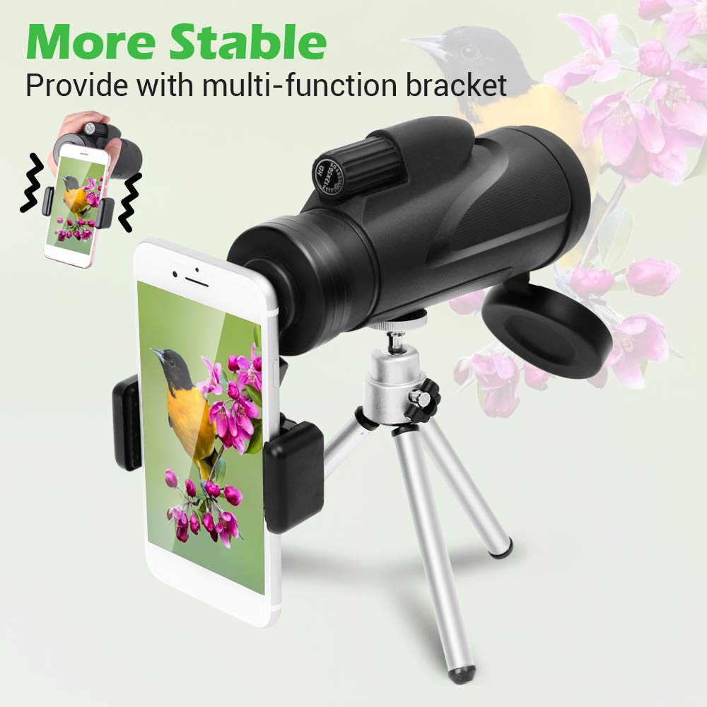 Monocular Telescope, 12X50 HD High Power Prism Monocular with Smartphone Mount Adaptor Tripod Waterproof Fog-Proof Shockproof Scope BAK4 Prism FMC for Outdoor Bird Watching Camping Hiking (mode1)