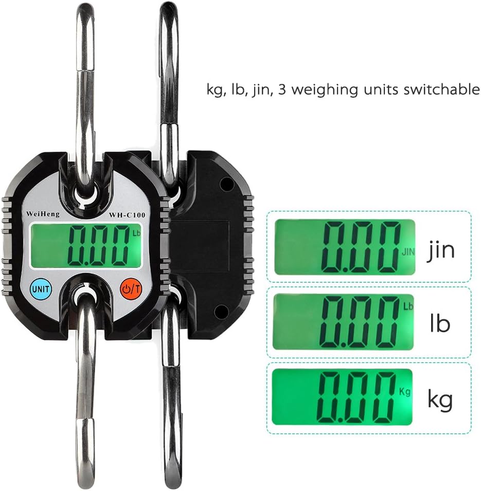 Decdeal 150 kg/300lb Crane Scale,Mini Electronic Digital Double-range Heavy Duty Hanging Scale, Black - Image 4