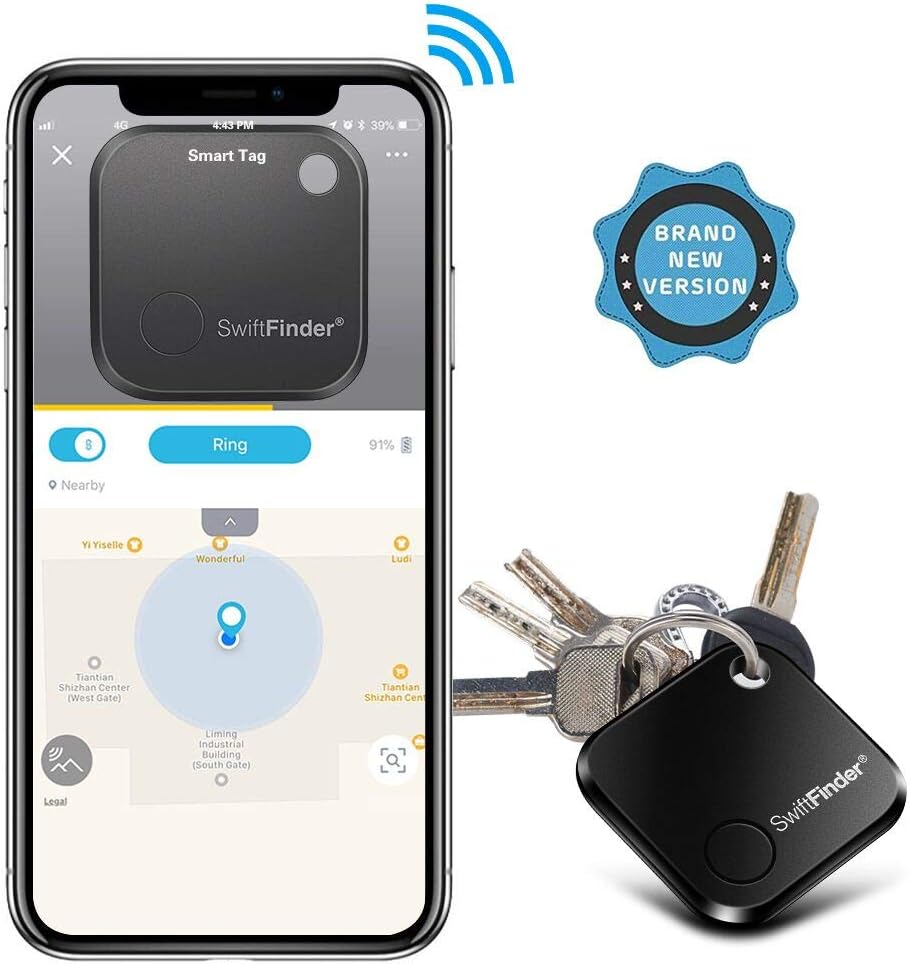 Key Finder, Key Locator Bluetooth -Tracker Device with App Control for iPhone, Smart Slim Wallet Bag Luggage Tracker, Compatible with iOS Android,Replaceable Battery