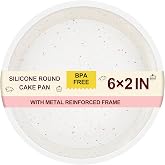 CAKETIME Nonstick 6 Inch Silicone Cake Pans with Metal Reinforced Frame, 1 Pack Dishwasher Safe Small Round Cake Pan, BPA Free, Easy Storage, Smash Cake Pans for Baking Cake, Quiche, Deep Dish Pizza