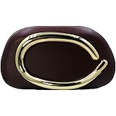 Boutique De FGG PU Leather Metal Clutches Women Formal Clutch Evening Bag Party Chain Shoulder Handbag Crossbody Purse,Mini