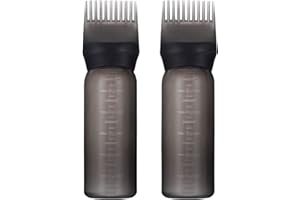 Yebeauty Root Comb Applicator Bottle, 2 Pack 6 Ounce Hair Applicator Bottle for Hair Dye Bottle Applicator Brush with Graduated Scale- Clear Black