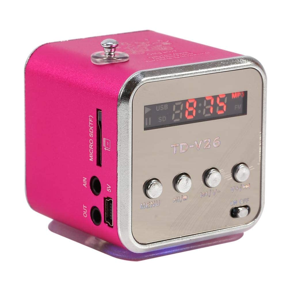 Photo 1 of Yoidesu TD-V26 Portable Mini Speaker Music Player FM Radio Battery Powered Mini Digital Display Screen Speaker Music Player for Computer&Cell Phone Support TF Card and U Disk ()