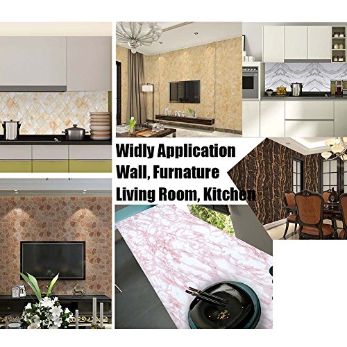Brown Granite Contact Paper for Countertops Cream Brown Marble Texture, 23.62"X196.85" Inch Roll