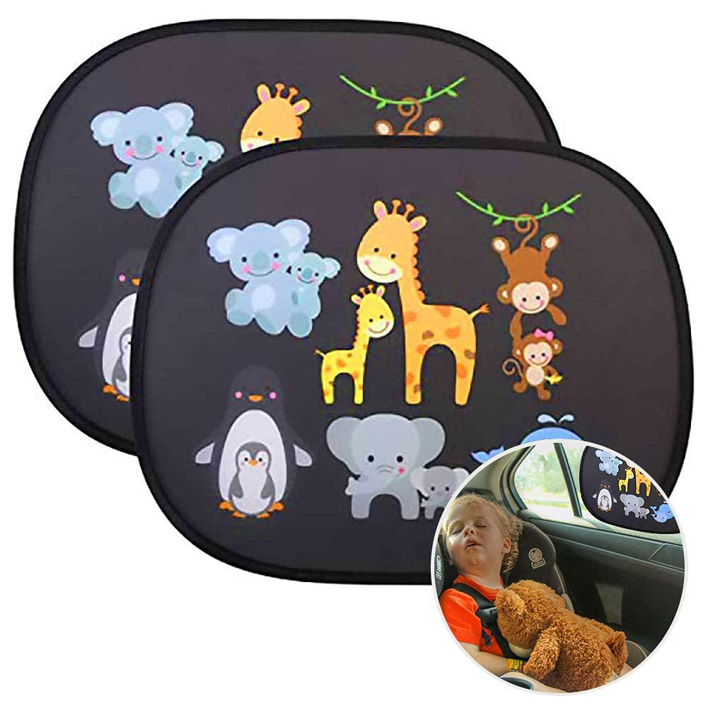 URAQT Car Sun Shade for Baby Kids, 2 Pack Children's Window Shades Shield Visor, UV Sun Protection, 44x36CM Fits Most Vehicles