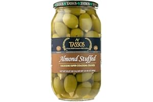 Tassos Almond Stuffed Halkidiki Super Colossal Olives 35.27 Oz