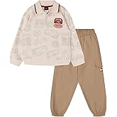 Disney Cars Lightning McQueen French Terry Polo Shirt Jogger Pants Outfit Set Toddler to Big Kid Sizes (2T - 10-12)