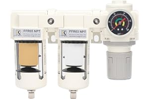 KANBOL 3/8" Double Air Dry System for Spray Gun,5 μ&0.5μ Air Filter Regulator, Semi-Auto Drain,Metal Bracket