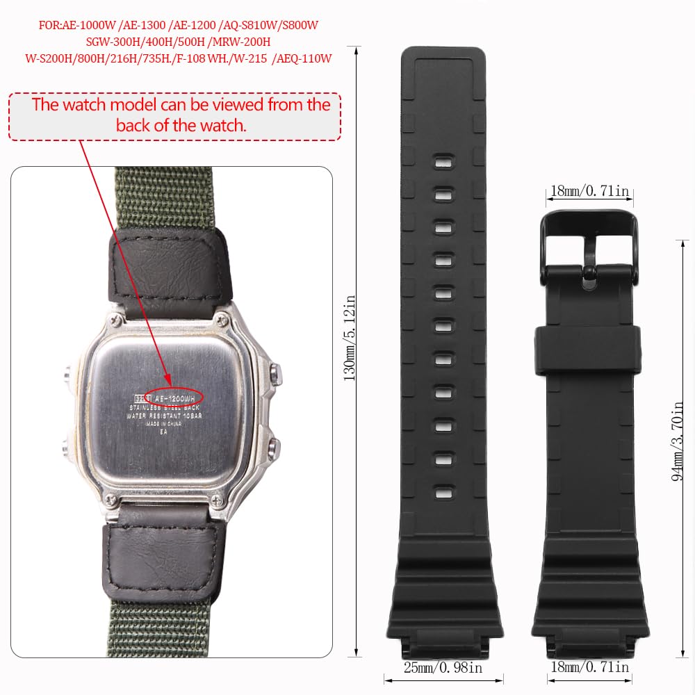 MRW200H Series Watchbands Compatible with Casio MRW-200H Resin Watch Strap Stainless steel Pin Buckle Replacemnet Bracelet