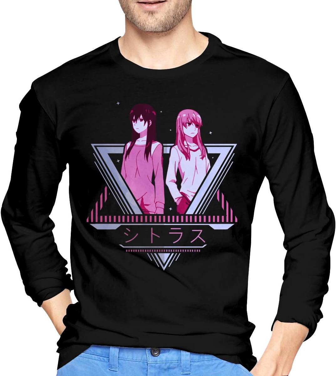 Luciy Cowboy Bebop - Starry Night Long Sleeve Cotton T Shirt for Men Black