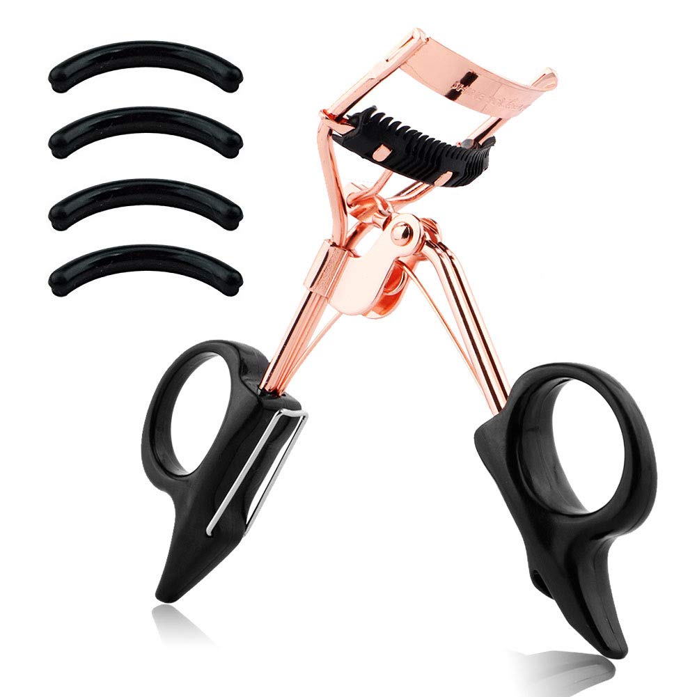 Eyelash Curler with Comb, SYU Professional Eyelash Curler Spring Loaded Separates Lashes with No Pinching Long lasting & Natural Looking Curl Fits All Eye Shapes 2 Free Refill Pads included. (A)
