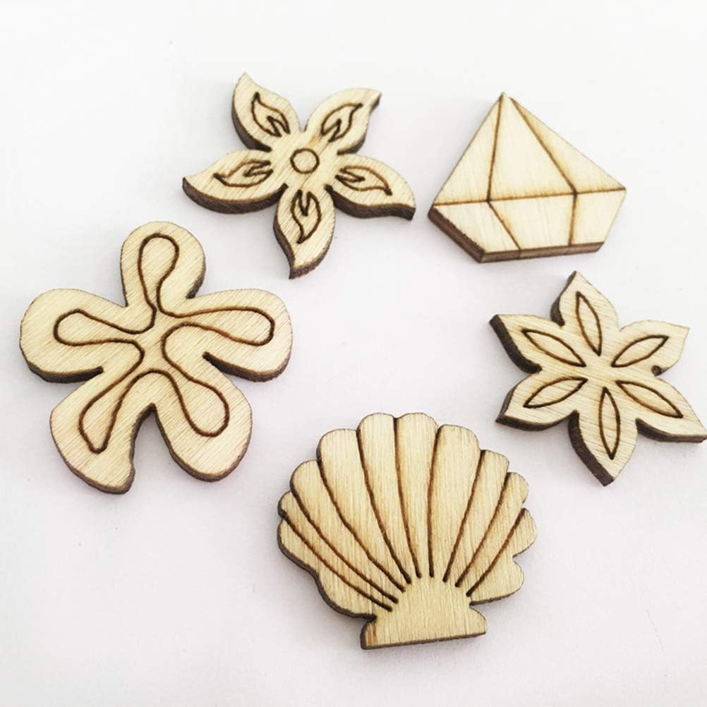 Amazon Com Bestoyard 100pcs Cute Cartoon Wooden Pieces Cutouts