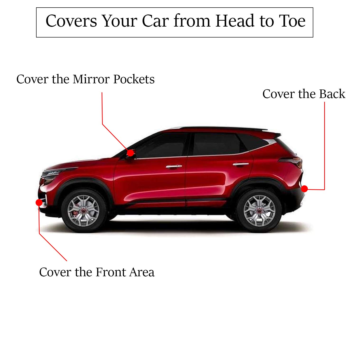 Kia Seltos Car Body Cover Custom Fit Water Resistant Rain Dust Heat for