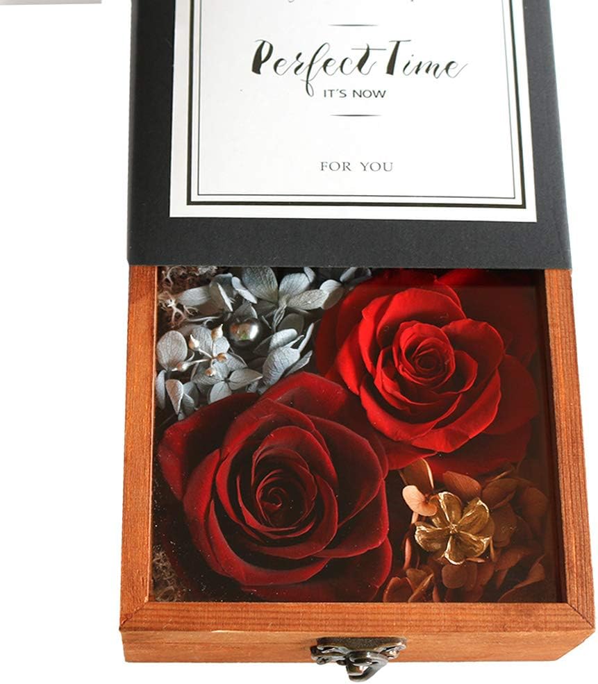 HISOPHIA Preserved Handmade Real Rose,Forever Flowers Never Withered Roses, Eernal Life Rose for Female, Gift for Weddding, Proposal,Birthday,Valentine's Day (red&White Rose)