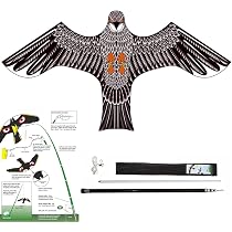 Hawk Bird Scarer Kite - Reflective Flying Bird Repeller For Garden, Farm & Crops (120x66cm)-459663