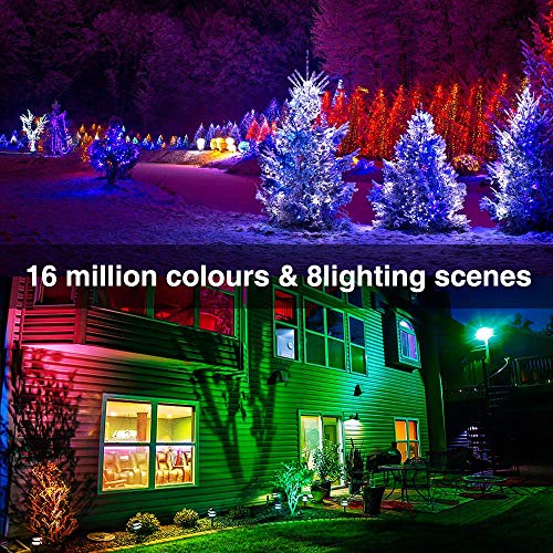 Ustellar 2 Pack Smart Outdoor Flood Lights 15W RGB Wifi LED Lights