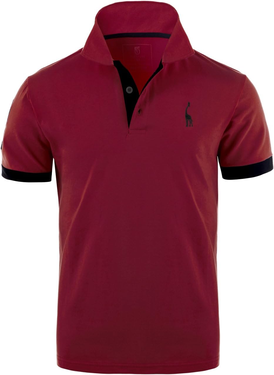GLESTOREPolo Shirt, Men's T-Shirts, Short Sleeve, Giraffe Embroidery T-Shirt, Summer, Slim Fit, Golf, Sports