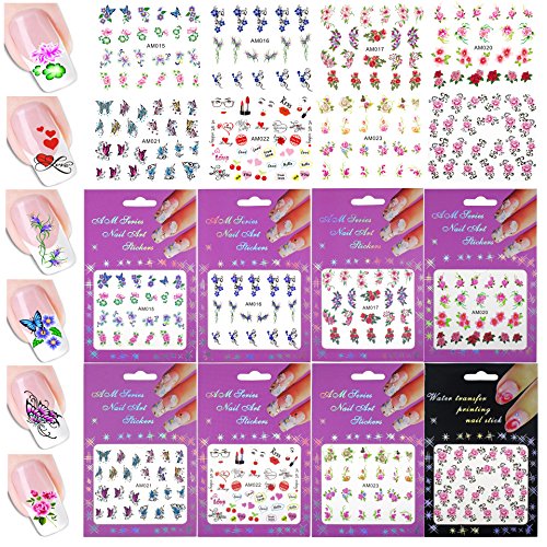 DIY Glitter Nail Rhinestones Decorations Dotting Tool Water Transfer Sticker Decal Nail Line Tape Striping Nails Sanding Buffing File Beauty Accessories Nail Art Set Kit