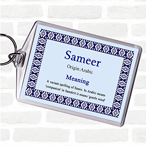 Sameer Name Meaning Bag Tag Keychain Keyring Blue
