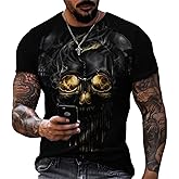 Taamlou Men's Street Skull Muscle Short Sleeve Print Personality Fashion Fashion T-Shirt