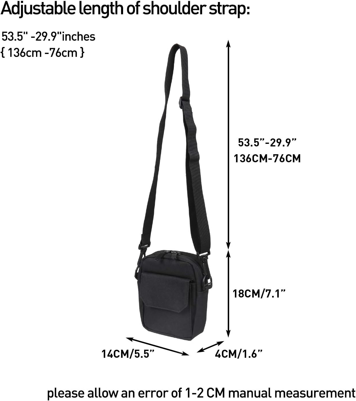  | Black Small Side Shoulder Bag Crossbody Bag For Men Women Mini Messenger Bag Satchel Bag Travel Purse Wallet Passport Holder Bag, Cell Phone Purse Neck Pouch Wallet- Unisex | Passport Wallets