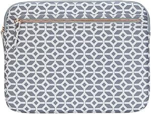 Targus Arts Edition Slim Protective Sleeve for 14-Inch Laptop Case with Zippered Pocket, Soft Shell Smooth Material, Geometric Shape Design, Gray/White (TSS99804GL)