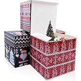 Bssay 15 Pack Christmas Gift Boxes,5x5x5 Inches Gift Boxes with Lids,Christmas Party Boxes with 3 Different Designs,Holiday Boxes for Bridesmaids Proposal,Crafting,Cupcake,Wedding,Xmas (5x5x5 Inch)