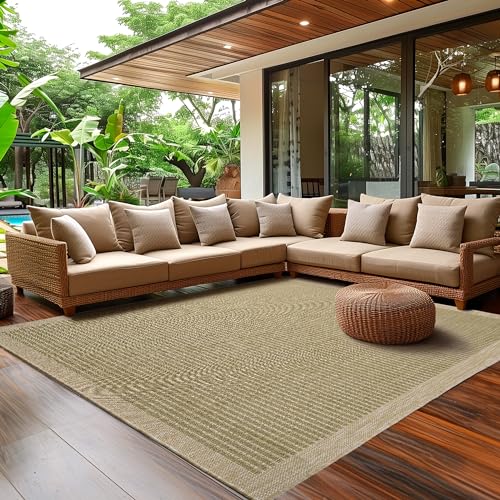 SIMPEX In- & Outdoor Teppich Wetterfest 280 x 370 cm Einfarbig Grün - Waschbar, Wasserfest, Pflegeleicht und Flachgewebe - Ideal für Balkon, Garten, T