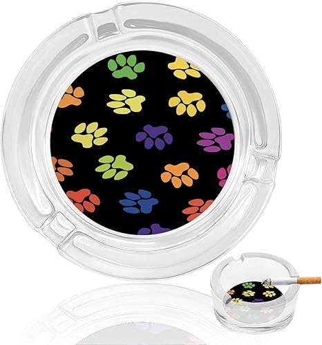 Amazon Co Jp 灰皿 はいざら Ashtray タバコ灰皿 猫の足跡 アッシュトレイ 高級 かわいい 滑り止めパッド付き 丸型 卓上 ガラス材 創意 大容量 スタイリッシュ ユニーク インテリア 業務用 透明 洗いやすい オフィス 耐久性 ホーム 自宅 Diy 工具 ガーデン