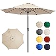 Ayge 9FT Large Outdoor Patio Umbrella Market Table Umbrella-UV Resistant, Easy Push Button Tilt and Crank, 8 Sturdy Fiberglass Ribs Heavy-Duty Pool Umbrella for Deck, Backyard,Garden, Yard