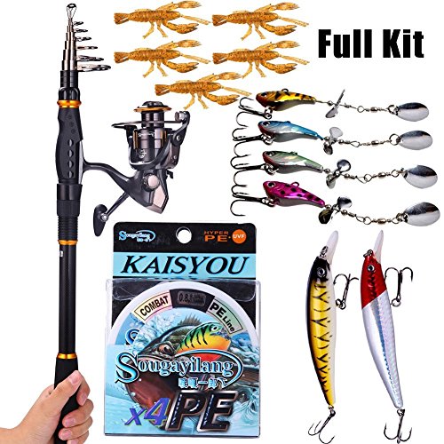 UPC 602130834335, Sougayilang Fishing Rod Reel Combos Carbon Telescopic Fishing Rod Pole with Spinning Reel Line Lures Accessories Combo Sea Saltwater Freshwater Fishing Rod Kit (Rod+ Reel, 2.4M 7.87Ft Rod+WQ3000 Reel)