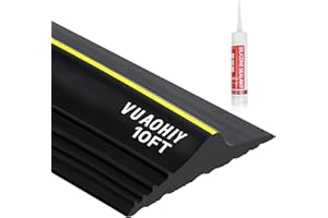 VUAOHIY Universal Garage Door Bottom Threshold Seal Rubber Strip with Adhesives, DIY Weatherproof Weather Stripping Replacement (10FT, Black)