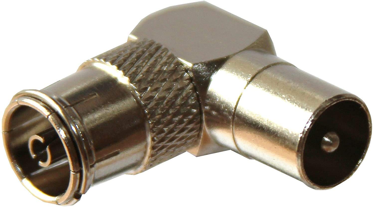 electrosmart 90 Degree Right Angle / Angled TV Aerial Cable / Coax Plug Lead Adaptor - Male Coax / Coaxial Plug to Female Coax / Coaxial Socket Connector - Ideal for wall mounted Plasma & LCD Flat Screen TV installations