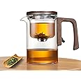 Enchantipot Magic Tea Pot - Wooden Handle, Water Separation Glass Teapot for Loose Tea