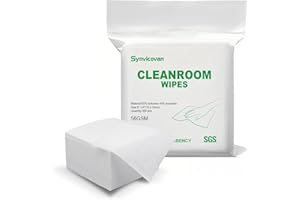 Synvicovan Cleanroom Wipes 6"x6" (300 Pcs, Cellulose/Polyester Blend, Grade B 56GSM) Lint Free Wipes for Laboratory, Electron