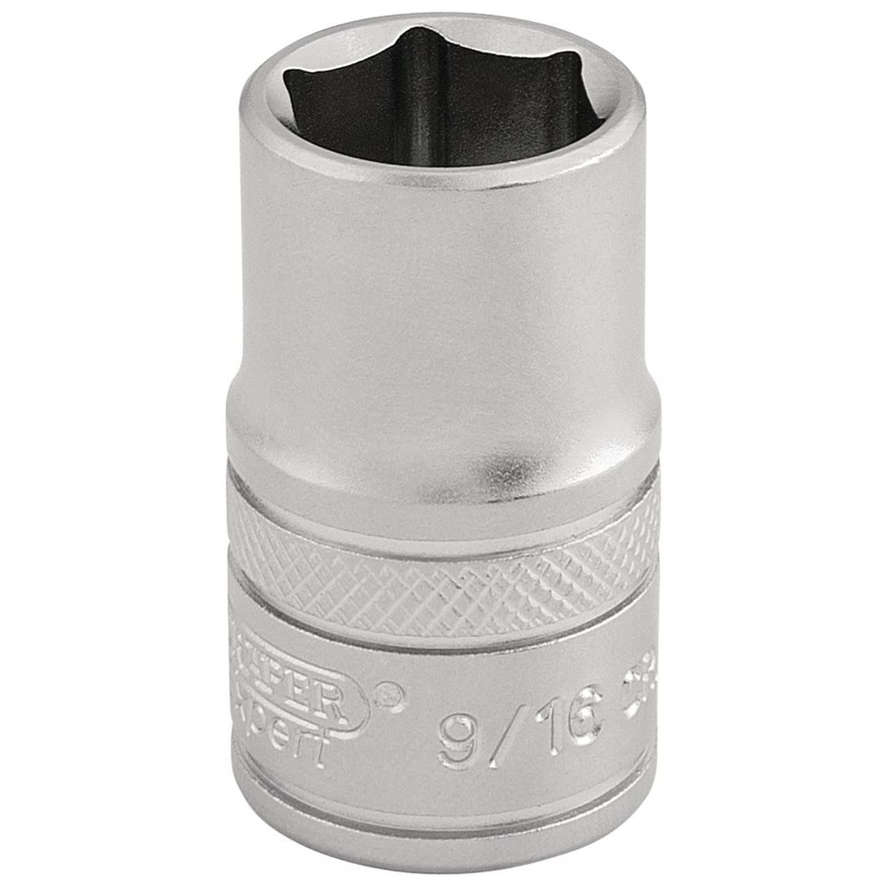 Draper 16627 1/2-Inch Square Drive Micro Satin Chrome Imperial Socket, 9/16-Inch Size