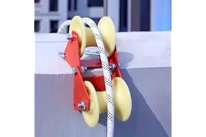 Wall Corner Cable Pulley for Lifting, Heavy Duty V Groove Double Wheels for Rooftent, Sewer, Well and Construction Site, Nylo