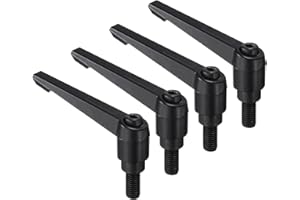 uxcell 4pcs Clamping Lever Handles, M10 x 20mm Black Oxide Carbon Steel Threaded Male Stud, Adjustable Handles Locking Quick 