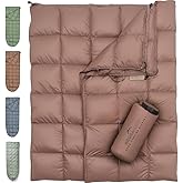 Noora North Down Camping Blanket with Footbox – Lightweight, Packable, Water Resistant Backpacking Quilt & Warm Puffy Compact Outdoor Throw – 52x77 with Stuff Sack for Stadium, Hiking & Travel