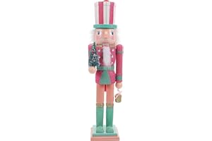 SafeSir Nutcracker Ornaments 15 Inch Nutcrackers Figures Traditional Wooden Christmas Decor Doll Ornament for Festival Party Shelves and Tables Gifts(15in Pink)