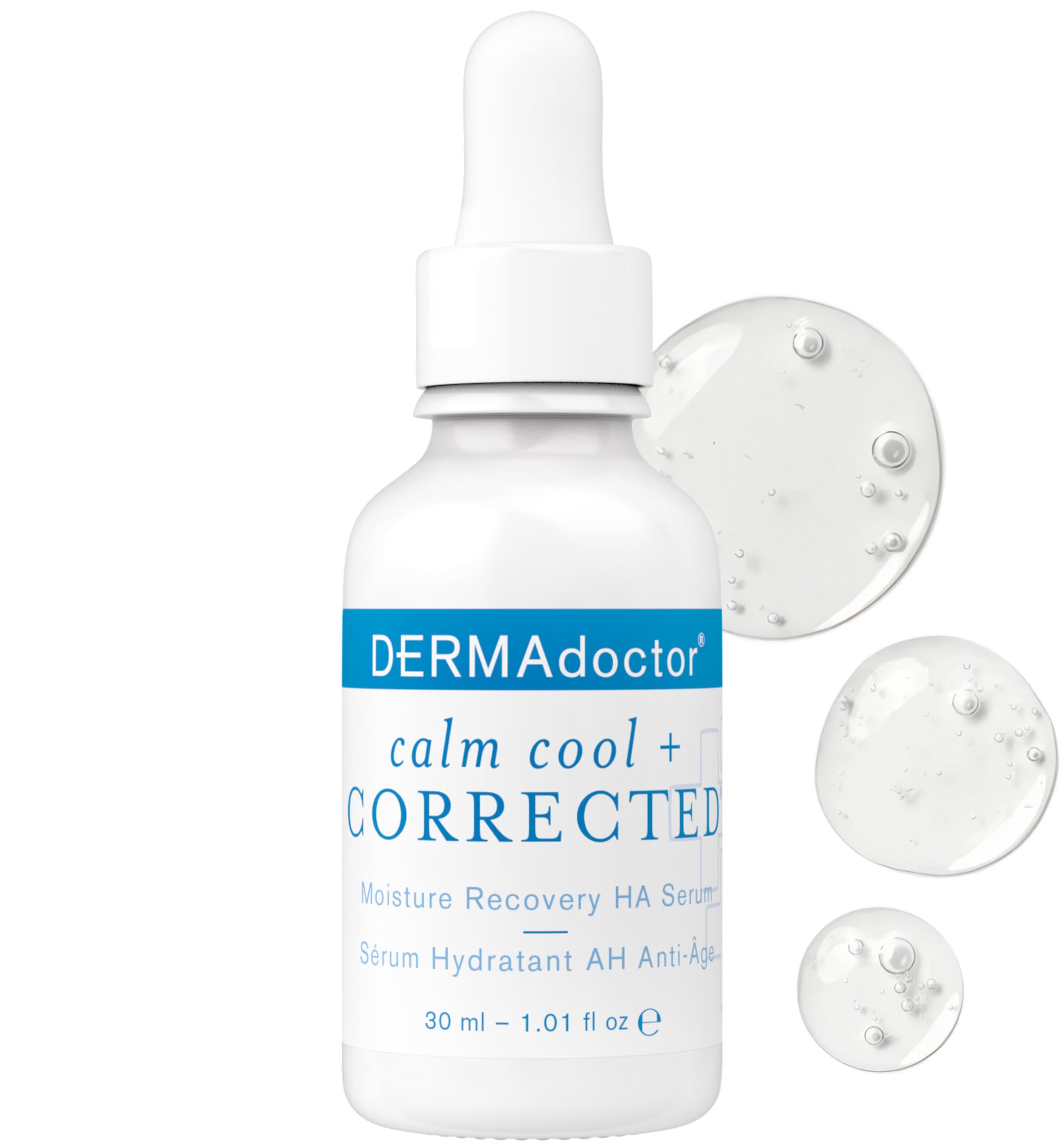 DERMAdoctor Calm Cool + Corrected Dermatologist Formulated Moisture Recovery Hyaluronic Acid Serum with Vitamin C & Niacinamide; Hydrating & Brightening Anti Aging Serum for Sensitive Skin - 30 ml
