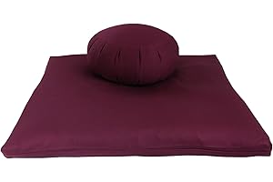 ZAFUSTORE Buckwheat Zafu and Large Zabuton Meditation Cushion Set (2pc)