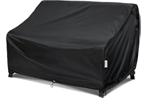 VARIETYFACE Waterproof Outdoor Loveseat Cover 52×32×34 Inch - 420D Oxford Fabric, All-Weather Patio Sofa Protector with Way Air Vents & Windproof Straps, Sunproof Black